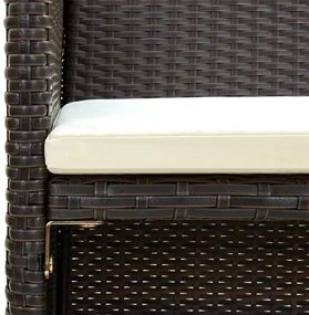 Divano da giardino a 2 posti con cuscini marrone in polyrattan