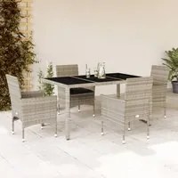 Set Pranzo da Giardino 5pz con Cuscini Polyrattan e Vetro 3278575