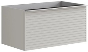 Mobile da bagno sotto lavabo Pixel stripes grigio pastello e maniglia alluminio brillante laccato L 80 x H 40 x P 45.5 cm 2 cassetti, lavabo non incluso