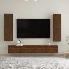 Mobili porta tv a parete 2 pz rovere marrone 30,5x30x110 cm