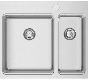 Lavello semincasso 2 vasche RODI Una 56 inox L 50.5 x L 59.5 x P 20 cm argento