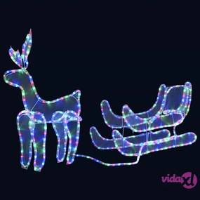 vidaXL Decorazione Luminosa Natalizia Slitta e Renna con Rete 432 LED