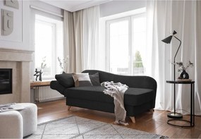 Chaise longue color antracite (con penisola a sinistra) con rivestimento in velluto a coste Chic Charlotte – Miuform