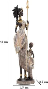 Masai Tribal Con Figlio Cm 11,5X8,5X46