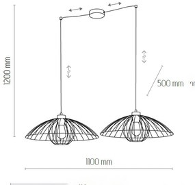 TK Lighting Lampada a sospensione Barbella con paralume a gabbia, 2 luci