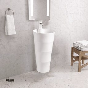 Lavabo Freestanding "Elysee" Da 83 Cm C/Scarico a Parete Finitura Bianco Lucido