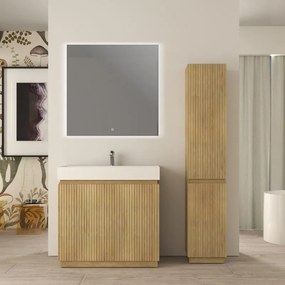 Mobile da bagno sottolavabo Cortina L90 X P45 X H 79cm, cannettato, rovere tabacco