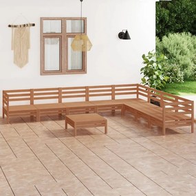 Set Salotto da Giardino 9 pz in Legno Massello di Pino Miele