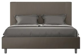 Letto matrimoniale contenitore imbottito 160x210 similpelle cappuccino Goya