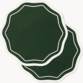 Set di 2 tovagliette natalizie rotonde con bordi smerlati Amela