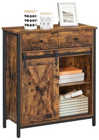 Armadietto con ante scorrevoli e cassetti FIRA marrone/nero