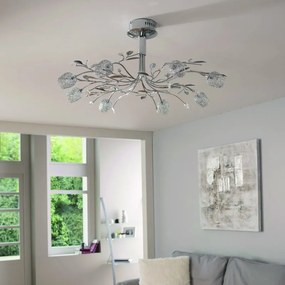 Lampadario Neoclassico Adriana nichel paralume nichel 8x G9 SEYNAVE