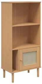 Credenza senja aspetto rattan marrone 60x35x130 cm legno pino