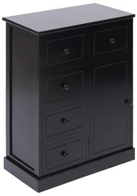 Credenza con 10 Cassetti Nera 113x30x79 cm in Legno