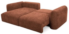 Divano angolare color terracotta allungabile/con contenitore (con penisola a sinistra/con chaise lounge) con rivestimento in ciniglia Mele – Makamii