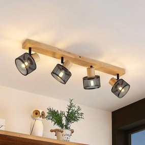 Lindby Evinora spot da soffitto di legno, 4 luci