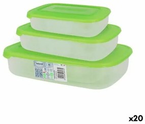 Set di 3 scatole porta pranzo Tontarelli Family Verde Rettangolare 29,6 x 19,8 x 7,7 cm (20 Unità)