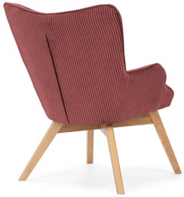 Poltrona rossa con rivestimento in velluto a coste Niko – Ropez