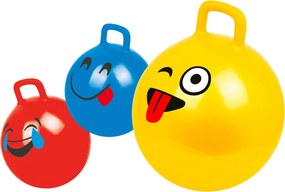 Palla Cavalcabile per Saltare con Maniglia per Bambini Ø55x65 cm con Emoticon Rosso o Giallo o Blu...