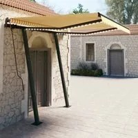 Tenda da Sole Retrattile Manuale con LED 3,5x2,5m Gialla Bianca 3070123