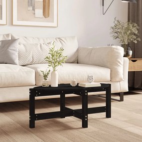 Tavolino Da Salotto Nero 87x48x35 Cm İn Legno Massello Di Pino /