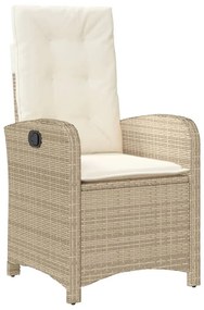 Set da pranzo da giardino 9 pz con cuscini beige in polyrattan