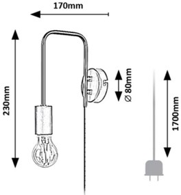 Rabalux 71022 - Lampada da parete MANZUR 1xE27/40W/230V