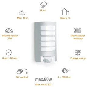 Steinel 657918 - L12S Applique con sensore da esterno 1xE27/60W/230V