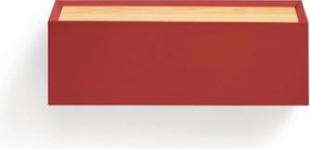 Comodino rosso con piano effetto rovere da parete Arista – Teulat