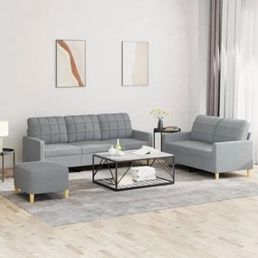 Set Di Divani 3 Pz Con Cuscini Grigio Chiaro İn Tessuto /