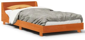 Letto Senza Materasso Marrone Cera 90x190 Cm İn Legno Di Pino /