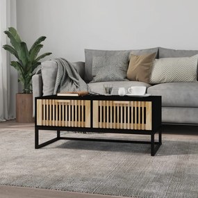 Tavolino Da Salotto Nero 80x40x35 Cm Legno Multistrato E Ferro /