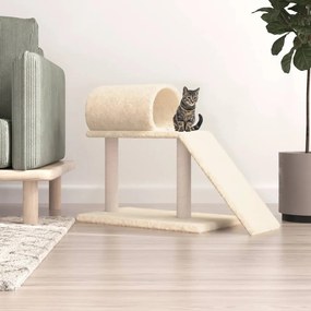 Pali Tiragraffi Per Gatti Con Tunnel E Scaletta Crema 55,5 Cm /