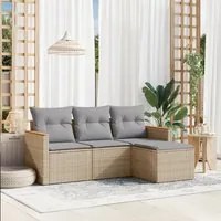 Set Divano da Giardino 4 pz con Cuscini Beige Misto Polyrattan 3225905