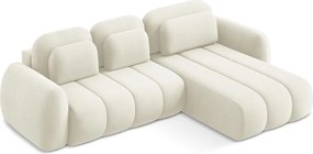 Divano angolare beige allungabile/con contenitore (con penisola a destra/con chaise lounge) con rivestimento in bouclé Pele – Makamii