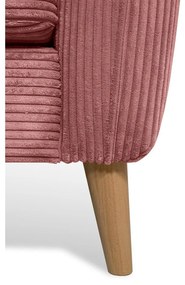 Divano angolare in velluto a coste rosa (angolo sinistro) Paris - Scandic