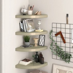 Scaffali Angolari A Parete 4 Pz Rovere 35x35x3,8 Cm İn Mdf /