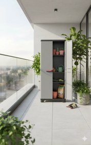Armadio da Esterno 3 Ripiani 68x39x173H cm in Plastica Keter Stilo Alto Grigio...