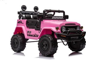 Macchina Elettrica per Bambini Fuoristrada Toyota Fj Cruiser 12V Telecomando Ruote in Gomma e Sedile in Pelle Rosa...