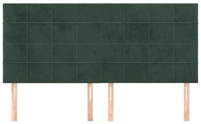 Testiere 4 pz verde scuro 100x5x78/88 cm in velluto