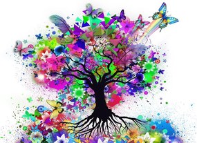Quadro su tela – Albero fiorito pieno di colori
