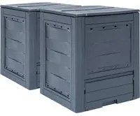 Compostiere per Giardino 2 pz Grigio 60x60x73 cm 520 L