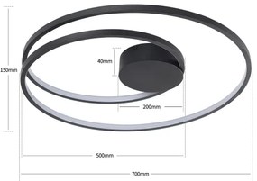 Brilagi- Plafoniera da soffitto dimmerabile a LED TWISTER LED/75W/230V Ø 70 cm nera +telecomando