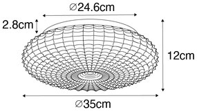 Plafoniera classica nera con vetro opalino 35 cm IP44 - Nohmi