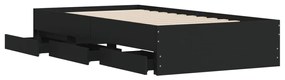Giroletto con cassetti nero 90x190 cm in legno multistrato