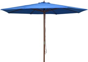 Ombrellone Da Esterni Con Palo İn Legno 350 Cm Blu /