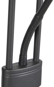 Lampada da terra nera con lampada da lettura con LED e dimmer - DIVA 2