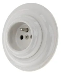 Bohemia-Design - Presa domestica in porcellana in stile retrò con placca 250V/16A bianca