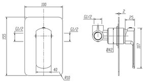 Sapho - Miscelatore doccia da incasso MIXONA, finitura cromata lucida