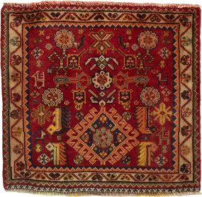 Shiraz Tappeto 60x60 Rosso (Iran) Annodato A Mano